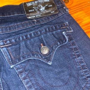 True religion Ricky jeans 36x26 cutoff dark blue jeans